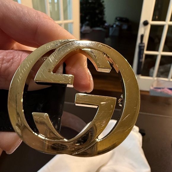 Gucci  VGUC Guccissima Leather Interlocking G Buckle Belt in Black size 80/32 - Picture 7 of 15